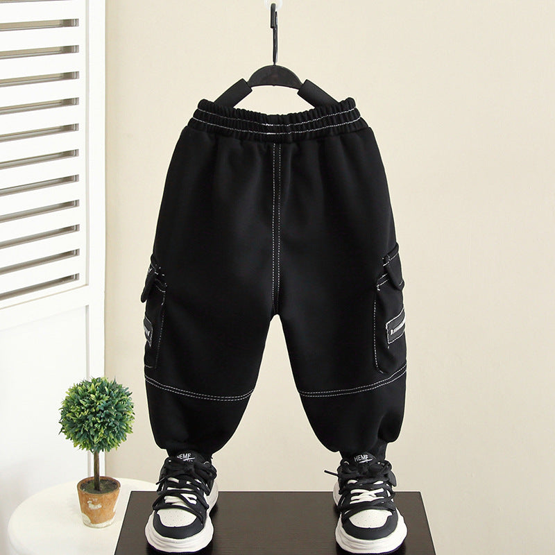 Stylish Boys Cargo Pants Lightweight Spring Autumn Long Trousers